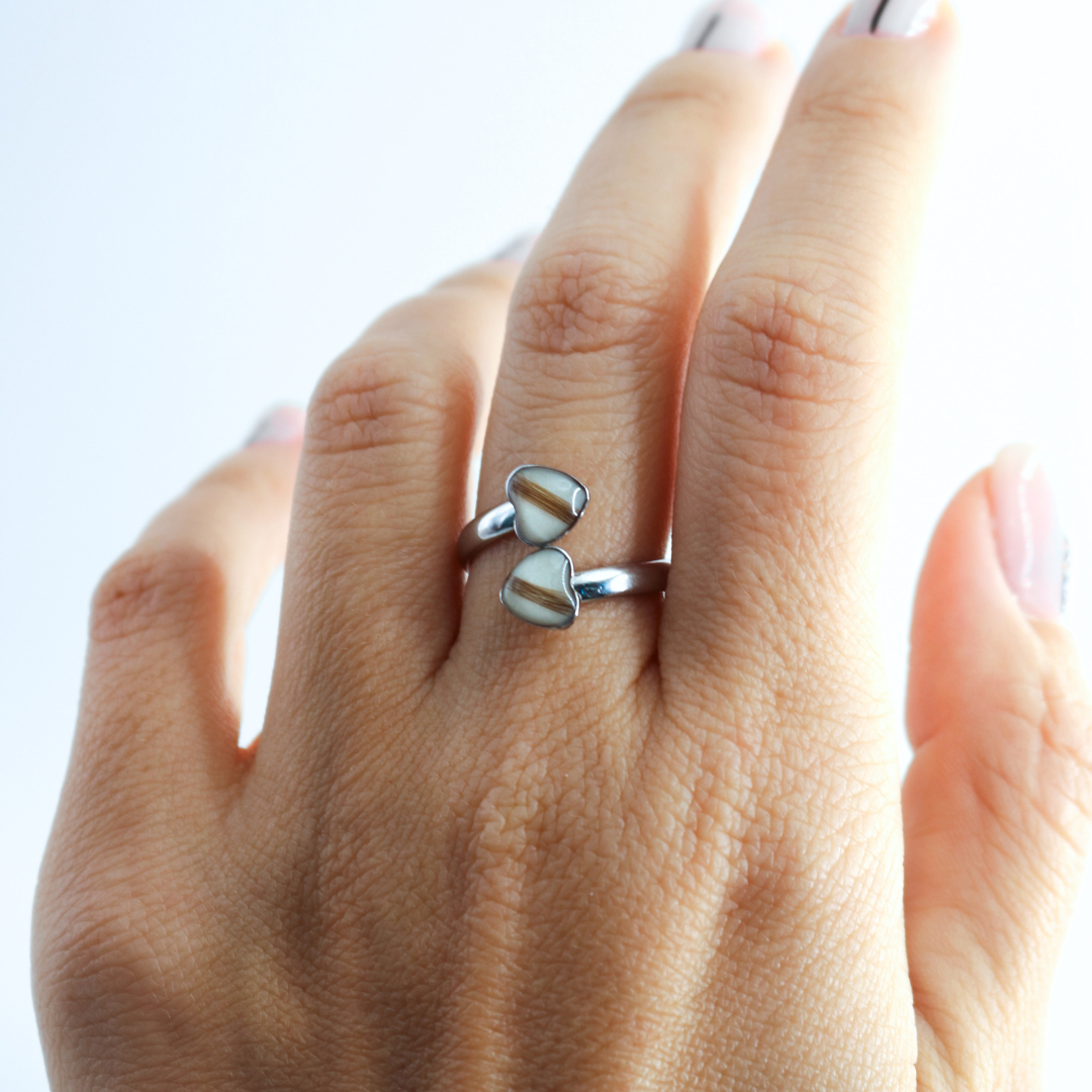 Anillo doble con pelos de tu mascota o ser querido