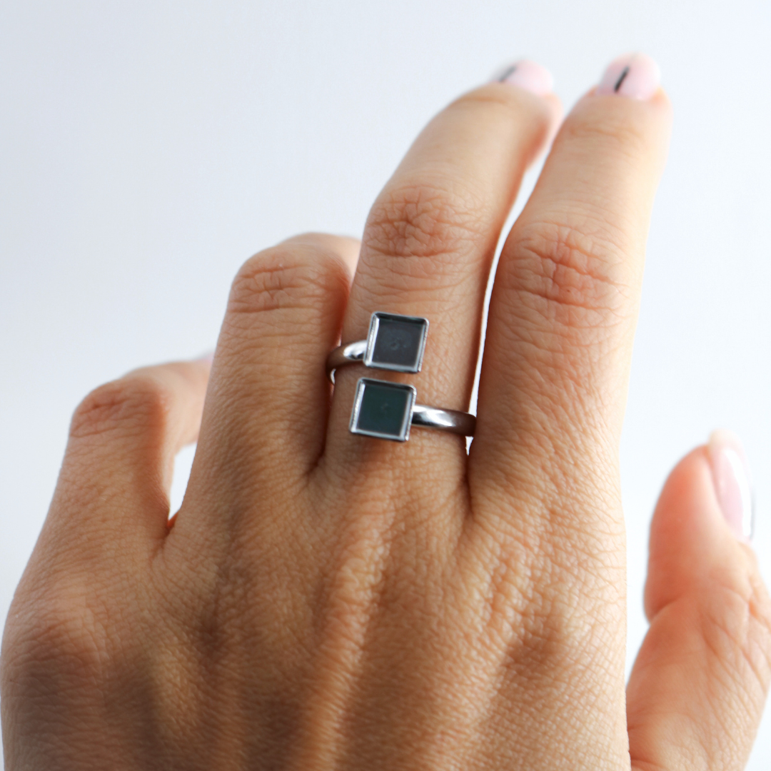 Anillo doble con pelos de tu mascota o ser querido