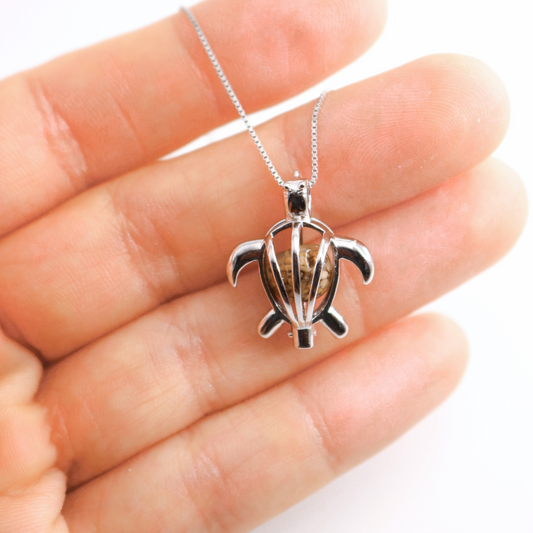 Colgante Plata 925 con perla de cenizas o arena "Tortuga"