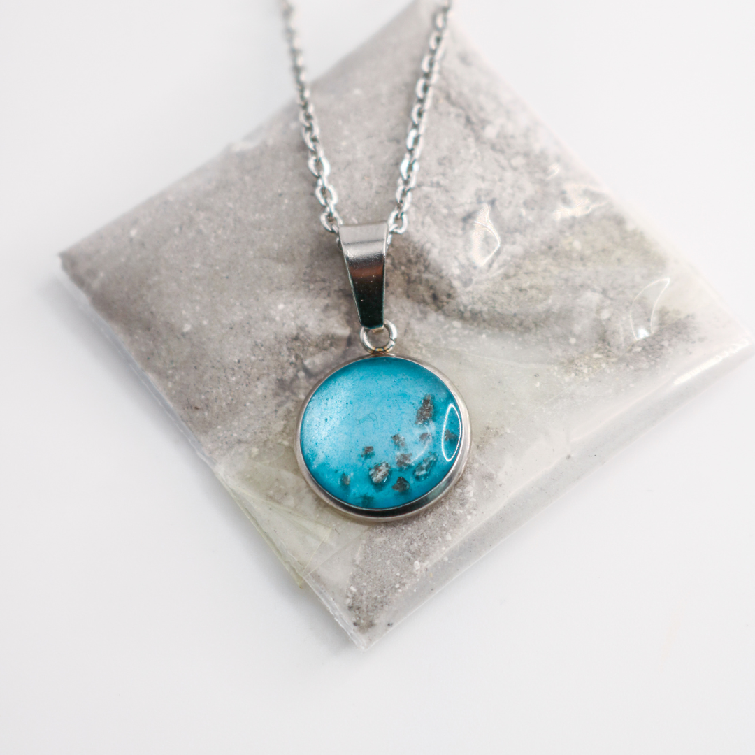 Colgante redondo con cenizas acero inoxidable