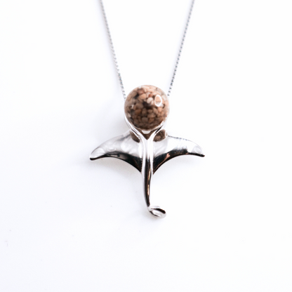 Colgante de Plata 925 con perla de arena "Mantarraya"