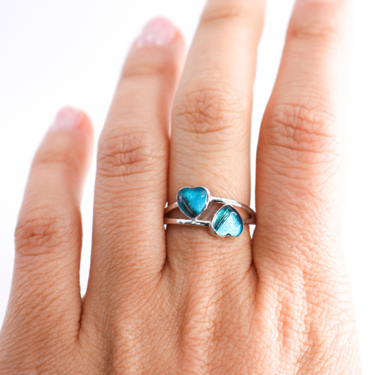 Anillo con cenizas o pelo "Dos recuerdos" PLATA 925